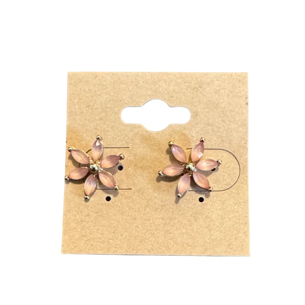 Elegant Pink Flower Lightweight Earrings